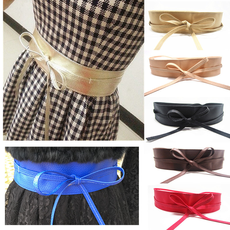 Mode femmes ceinture pour robe en cuir PU nœud large ceintures ceinture manteau Corset concepteur de luxe marque couleur unie ceinture