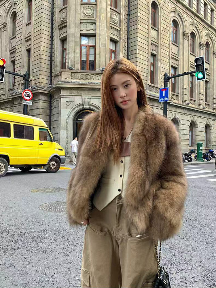 Manteaux en fausse fourrure tendance pour femmes, style Y2K, veste de luxe coréenne en fourrure de renard moelleuse, vêtement d'extérieur chaud et ample pour l'hiver, streetwear pour femmes.