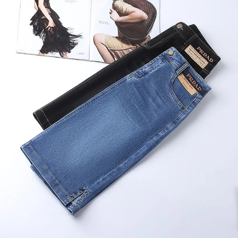Jupe en jean taille haute pour femme, streetwear, fourreau sexy, mode fendue, rétro, printemps, été