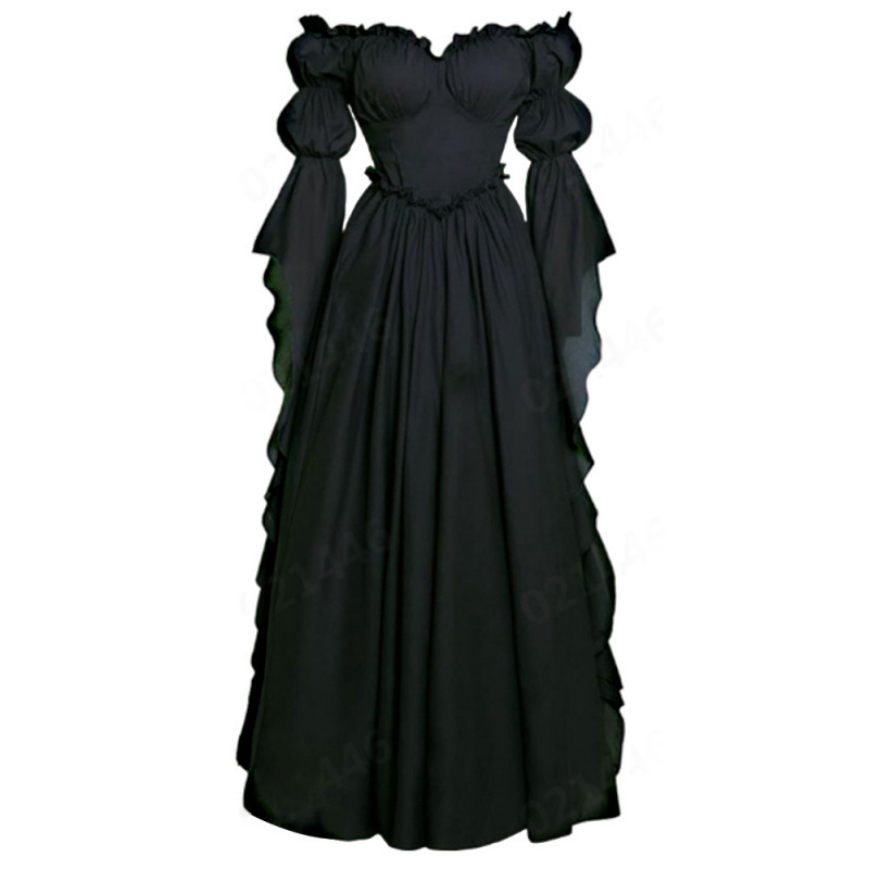 Robe de Cour Médiévale, Robe Rétro pour Femme, Robe Longue de Scène Européenne et Américaine, Ensemble Complet de Cosplay