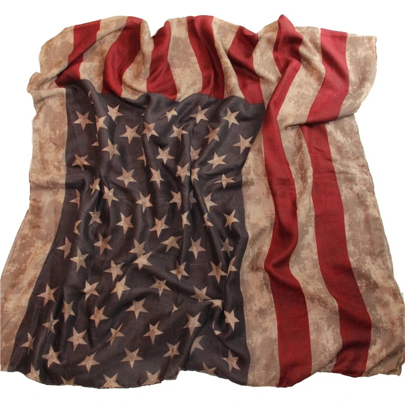 Écharpe du 4 juillet pour femmes, impression Vintage du jour de l'indépendance américaine, drapeau américain, grande taille 180cm x 90cm