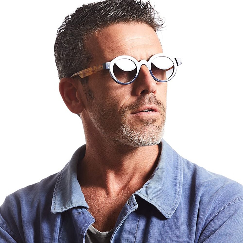 Lunettes de soleil rondes pour hommes et femmes, Punk, Double couleur, UV400, Rivets rétro, décoration, tendance, monture de lentille transparente