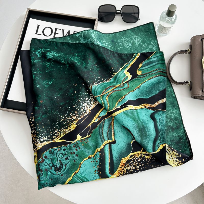 Écharpe carrée de grande taille pour femmes, écharpe de protection solaire d'été, motif imprimé, luxe, 90x90cm