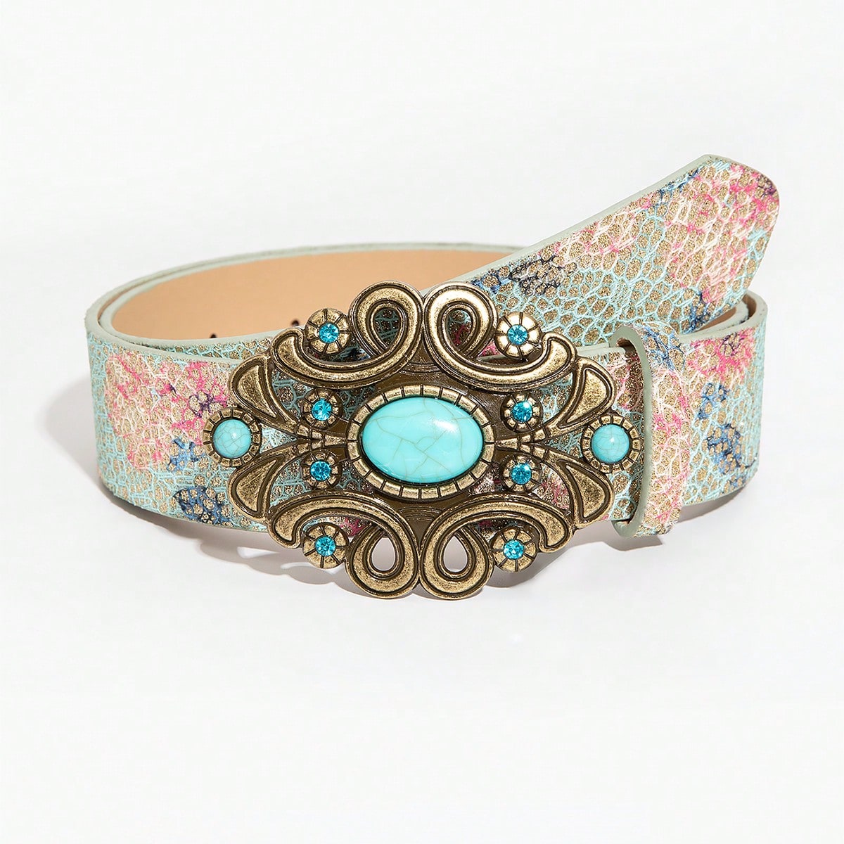 Ceinture florale bohème vintage pour femmes, ceinture décorative pour jupe en jean de style occidental, adaptée aux sorties décontractées, 1 pièce