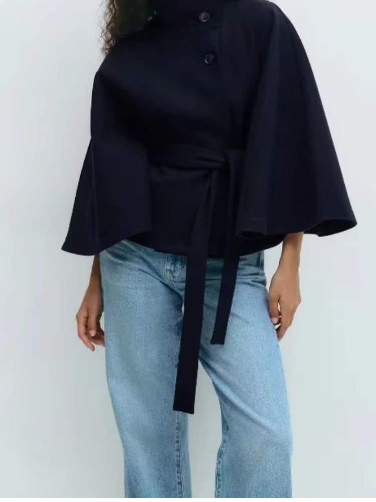 Manteau élégant pour femme, col montant, simple boutonnage, à lacets, couleur unie, mode automne 2026, manteau de ville pour femme.