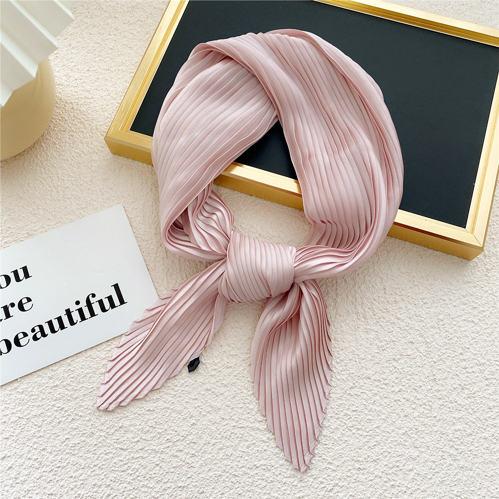 Écharpe Plissée en Satin pour Femme, Ruban Carré Maigre, Bande de Cheveux, Foulard Décoratif pour Sauna