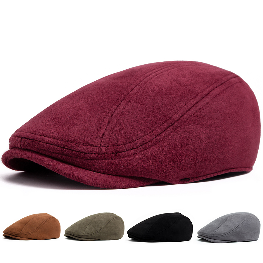 Béret femme daim couleur unie chapeaux à la mode pour les femmes été Panama Vintage casquette gavroche printemps automne décontracté femme béret