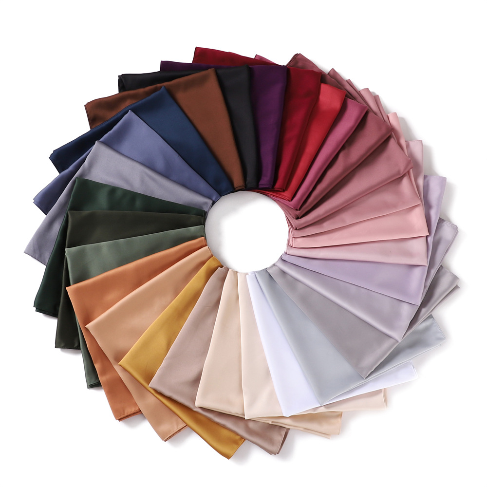 Foulard Carré en Satin pour Femme Musulmane, Hijab, Châle, Écharpe de Sauna Solide, Turban Islamique, Bandana Bufandas, 110x110cm