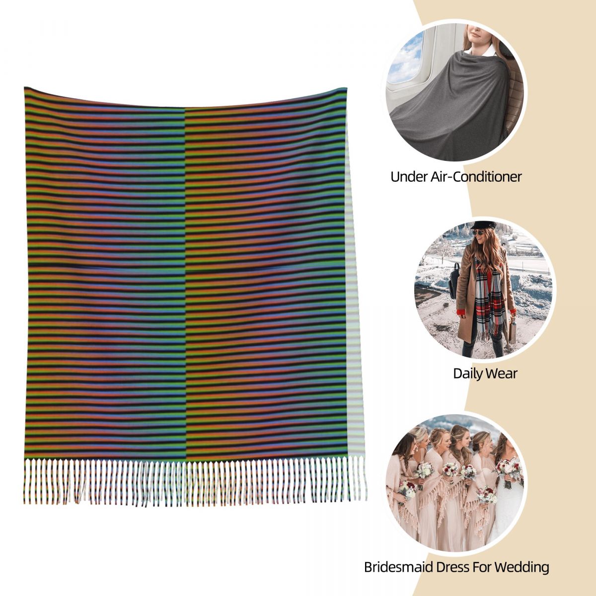 Carlos Cruz Diez Venezuela écharpe gland foulards femmes doux chaud châles et enveloppes grand automne hiver châle Wrap