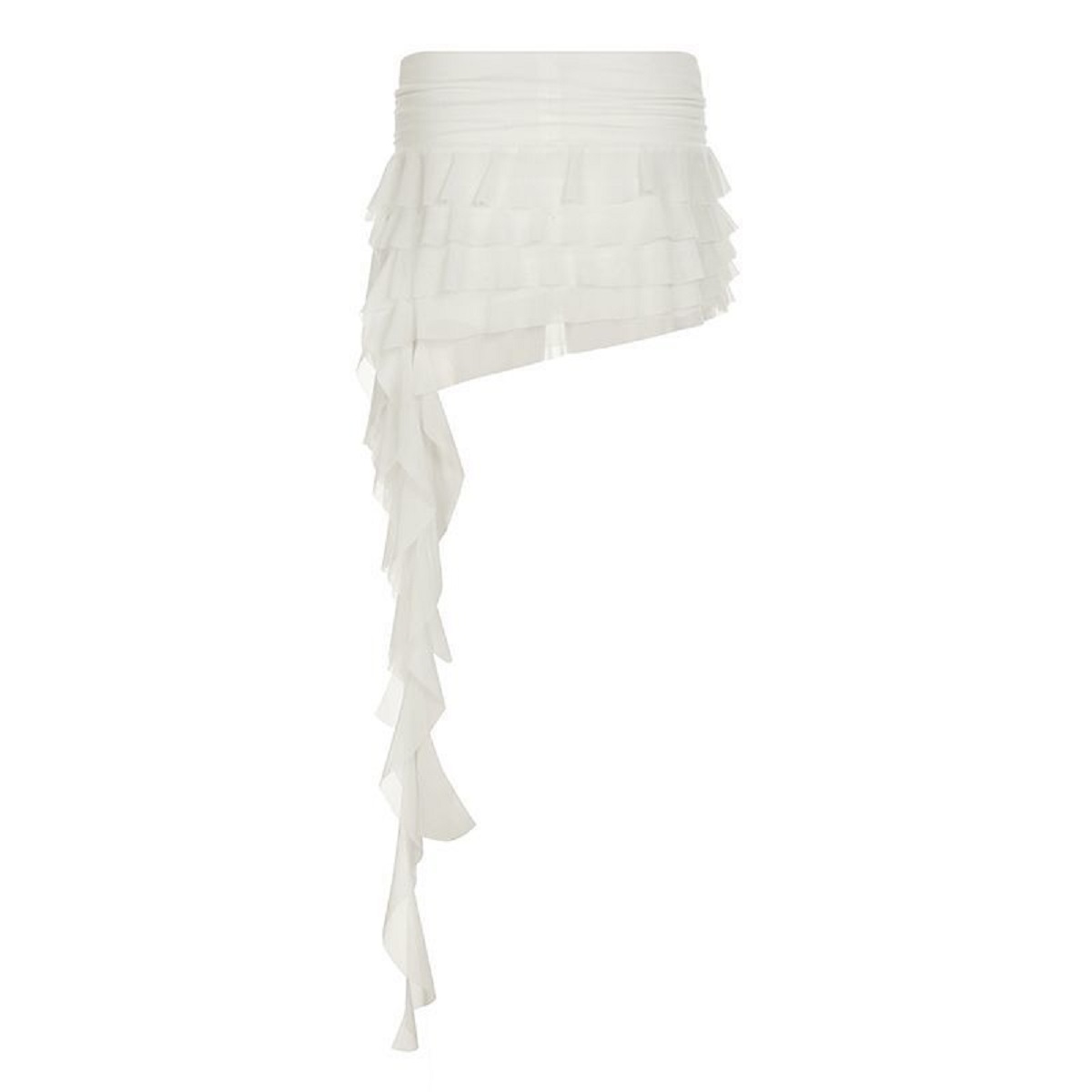 Mini jupe taille haute en maille pour femmes, ourlet fluide, jupes Y2K, élastique irrégulière, été coréen, multicouche, garniture à volants, Lingerie
