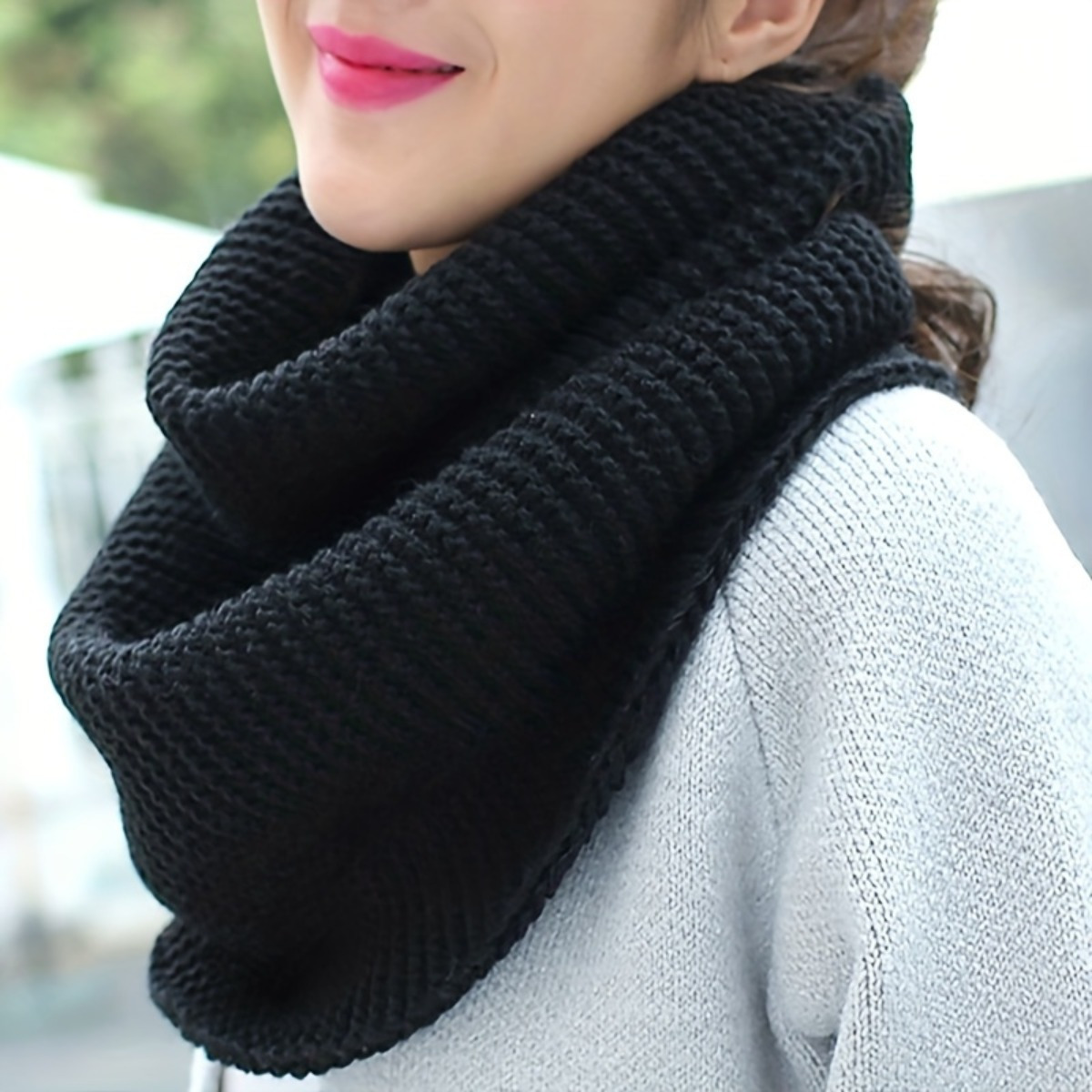 Écharpe élégante pour femmes – Écharpe respirante épaisse et chaude à boucle infinie pour les sorties de week-end décontractées, lavable à la main, accessoires d'hiver