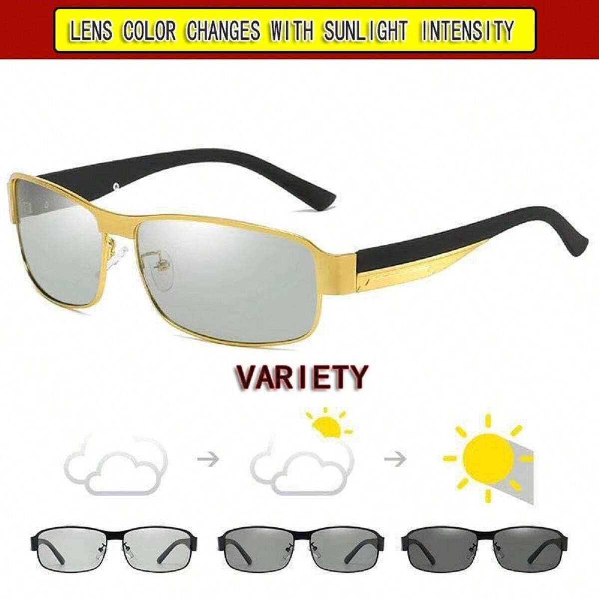 Lunettes de soleil pour hommes Vision de jour et de nuit conduite pêche polarisées Anti-UV tendance nuances pour hommes verre véritable Protection solaire Su