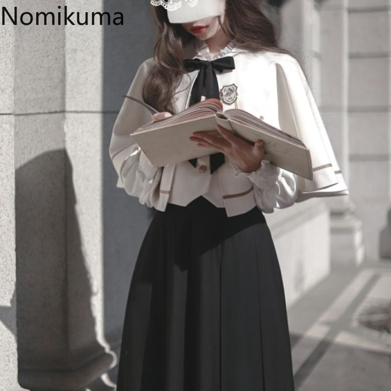 Femmes vêtements lâche cape gilet japonais mignon châle vestes 2025 Ropa Mujer japonais mignon culture hauts col rond pansement réservoirs 63i540