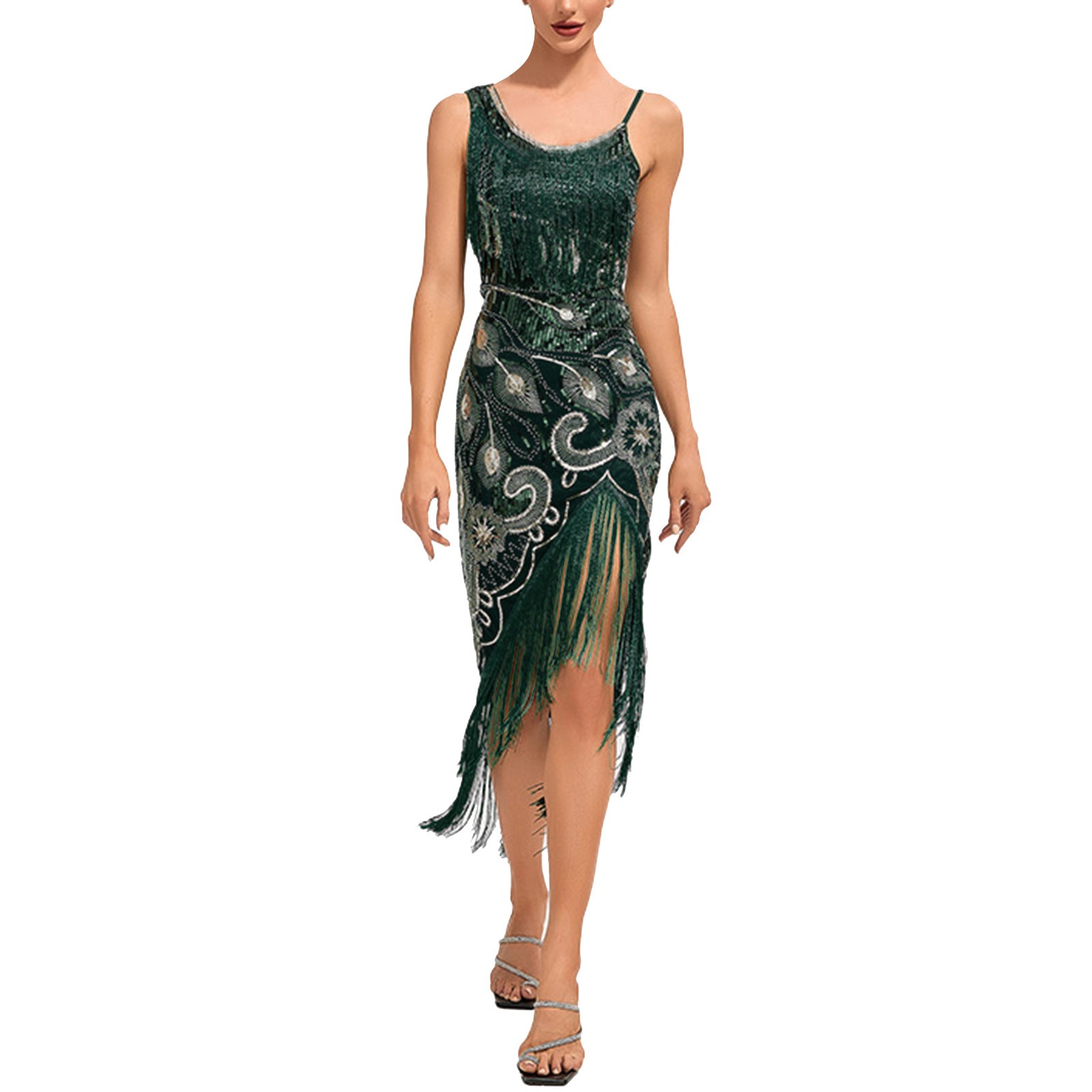 Robe à pampilles évasées vintage pour femmes, olympiques de grande testostérone, robe à paillettes brodées, robe mince sexy, cocktail et danse, années 1920