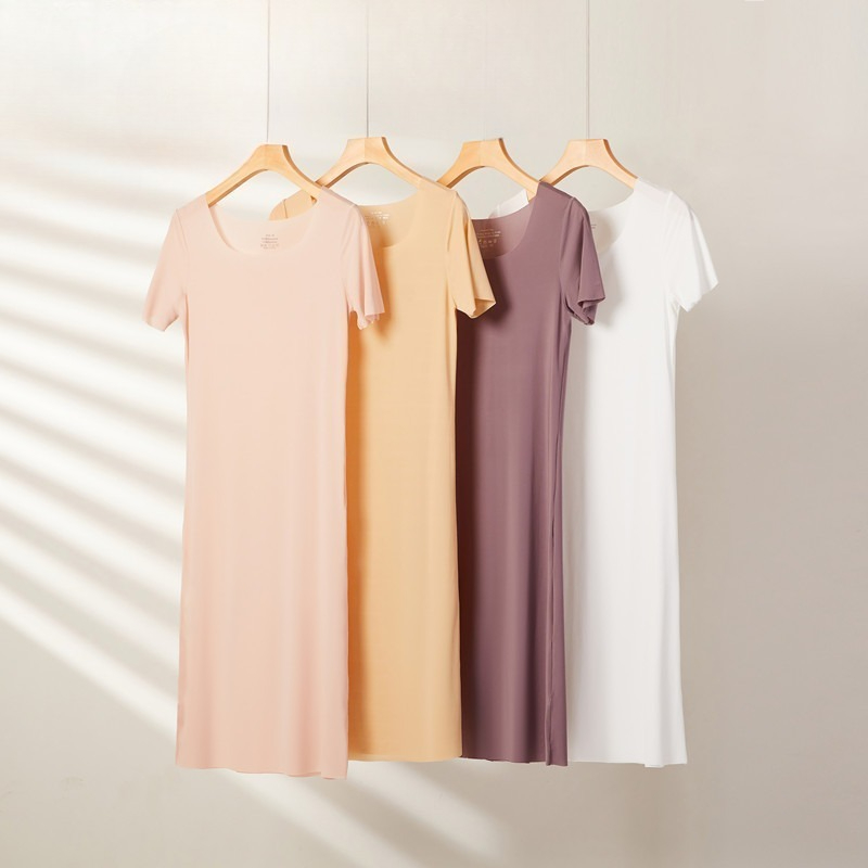 Chemise de nuit en soie glacée, sans couture, rafraîchissante, pour femmes, Ultra fine, respirante, vêtements de détente, robe Sexy à manches courtes