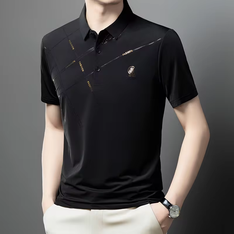 Ice InjVentilate-Polo à manches courtes pour hommes, T-shirt décontracté, Broderie de marque, Business Paul, Haut d'été, Haute qualité, Luxe