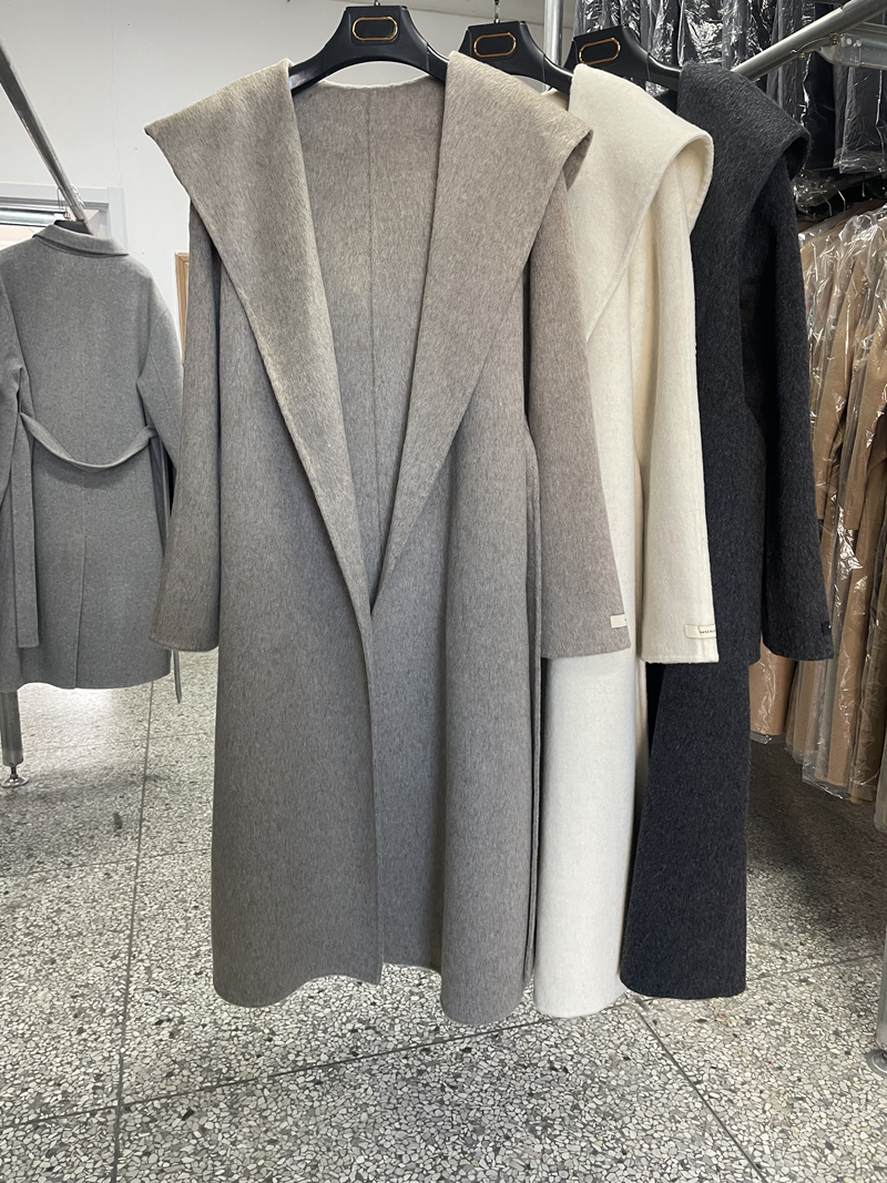 Manteau en laine et cachemire Double face à capuche pour femme, mi-long, automne/hiver, nouveau manteau coréen en laine, grande taille