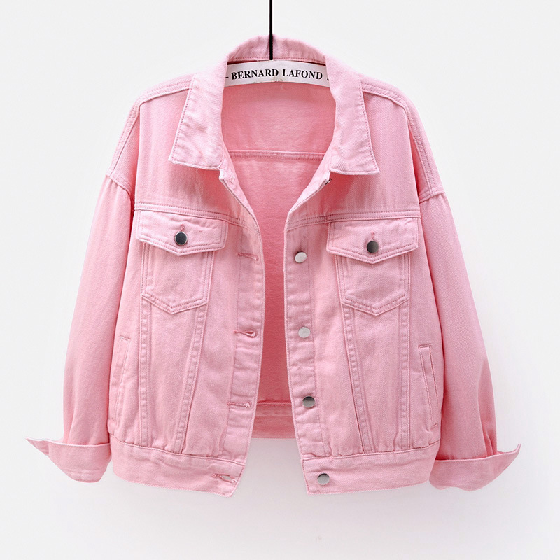 Veste en Jean femme printemps automne manteau court rose Jean vestes décontracté hauts violet jaune blanc hauts amples dame vêtements d'extérieur
