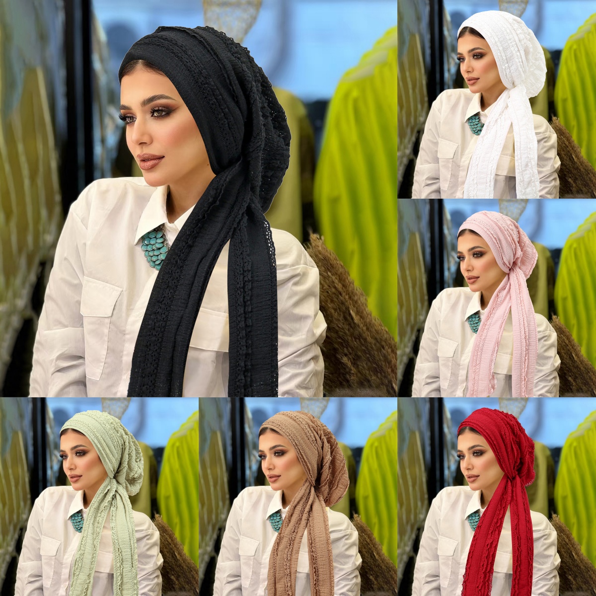 Couleur unie froissé femmes Hijabs doux extensible musulman Turban chapeaux foulard dame Bandana casquettes sous-écharpe islamique perte de cheveux casquette