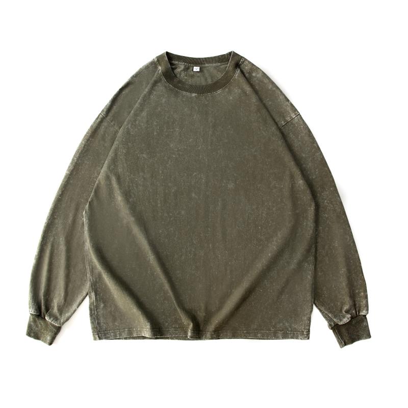 Sweat-shirt délavé en coton pour hommes et femmes, ample, col rond, vêtements surdimensionnés, coréen Y2k, hauts décontractés, Vintage, manches longues, à capuche