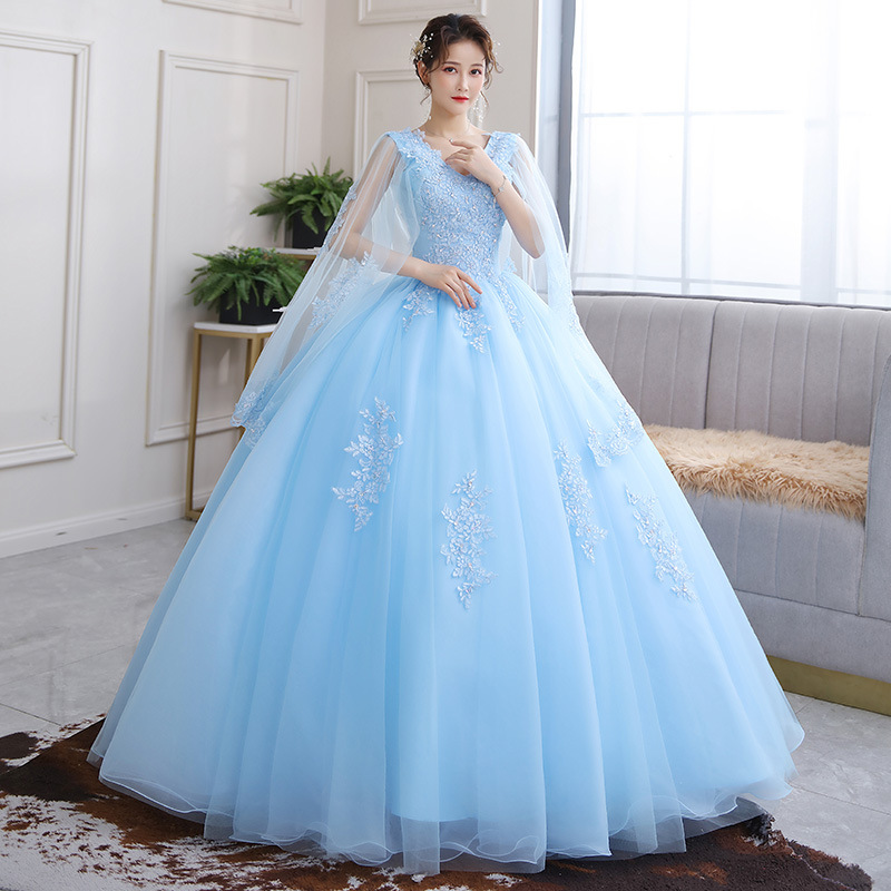 Robe de mariée brodée longue robe bouffante hôte Performance robe de remise des diplômes fête d'anniversaire mariée robe de demoiselle d'honneur robes de bal