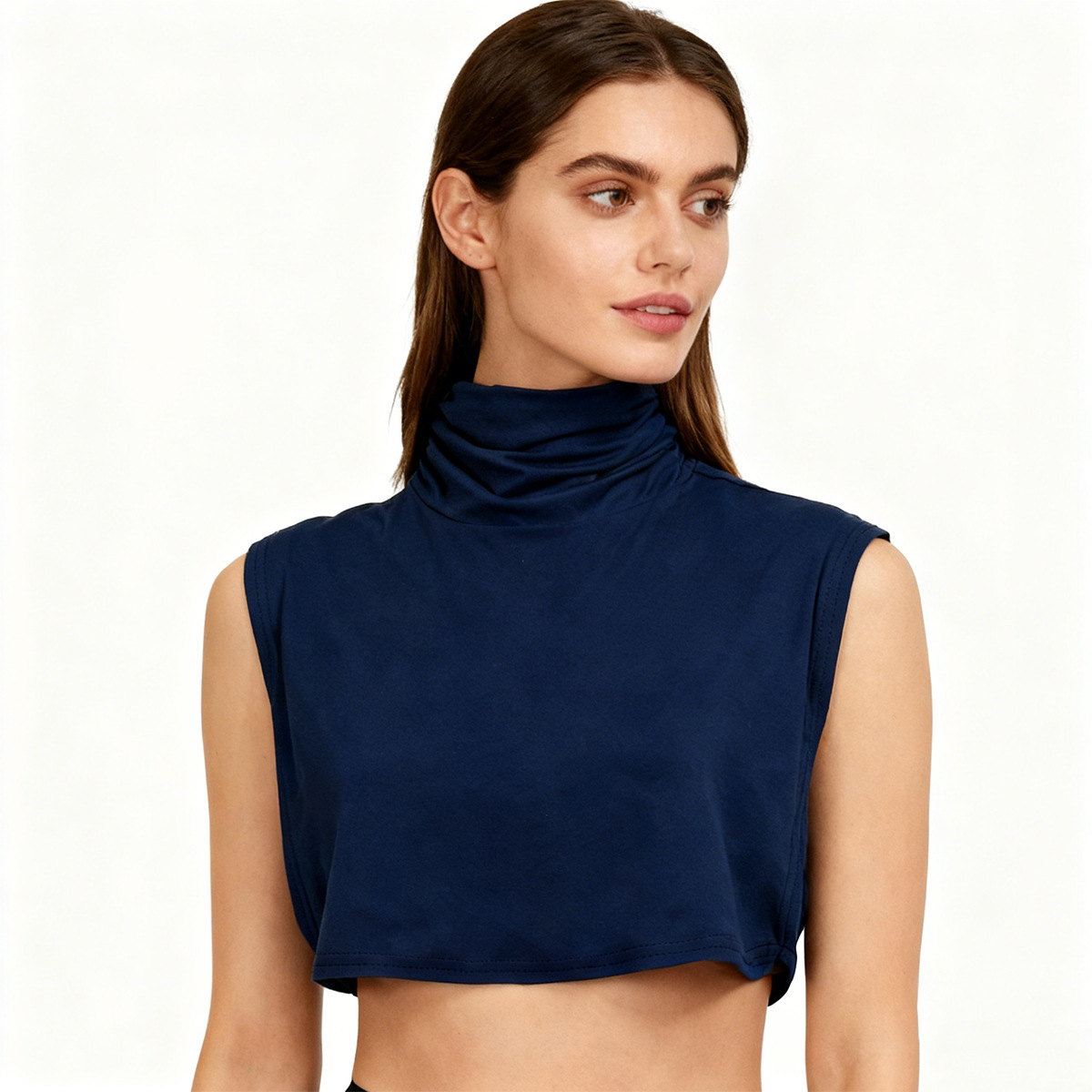 2025 nouvelles femmes musulmanes Modal faux col islamique Hijab Extensions col roulé col haut couverture plus chaud couleur unie demi-haut