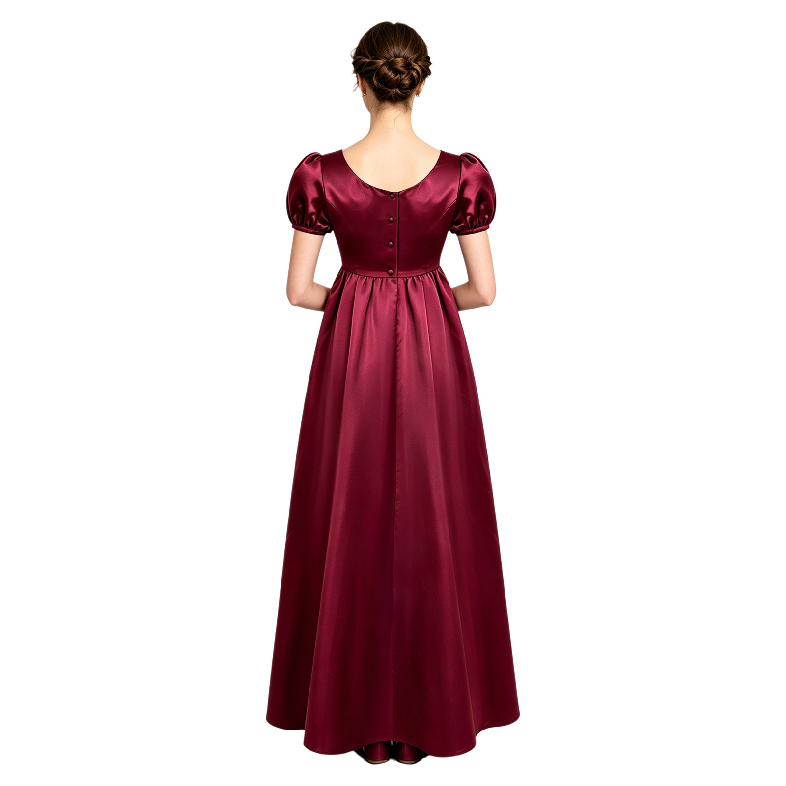 Robe longue de bal taille haute style régence pour femme, robe de princesse vintage pour tea party, robe longue élégante médiévale en satin à manches bouffantes