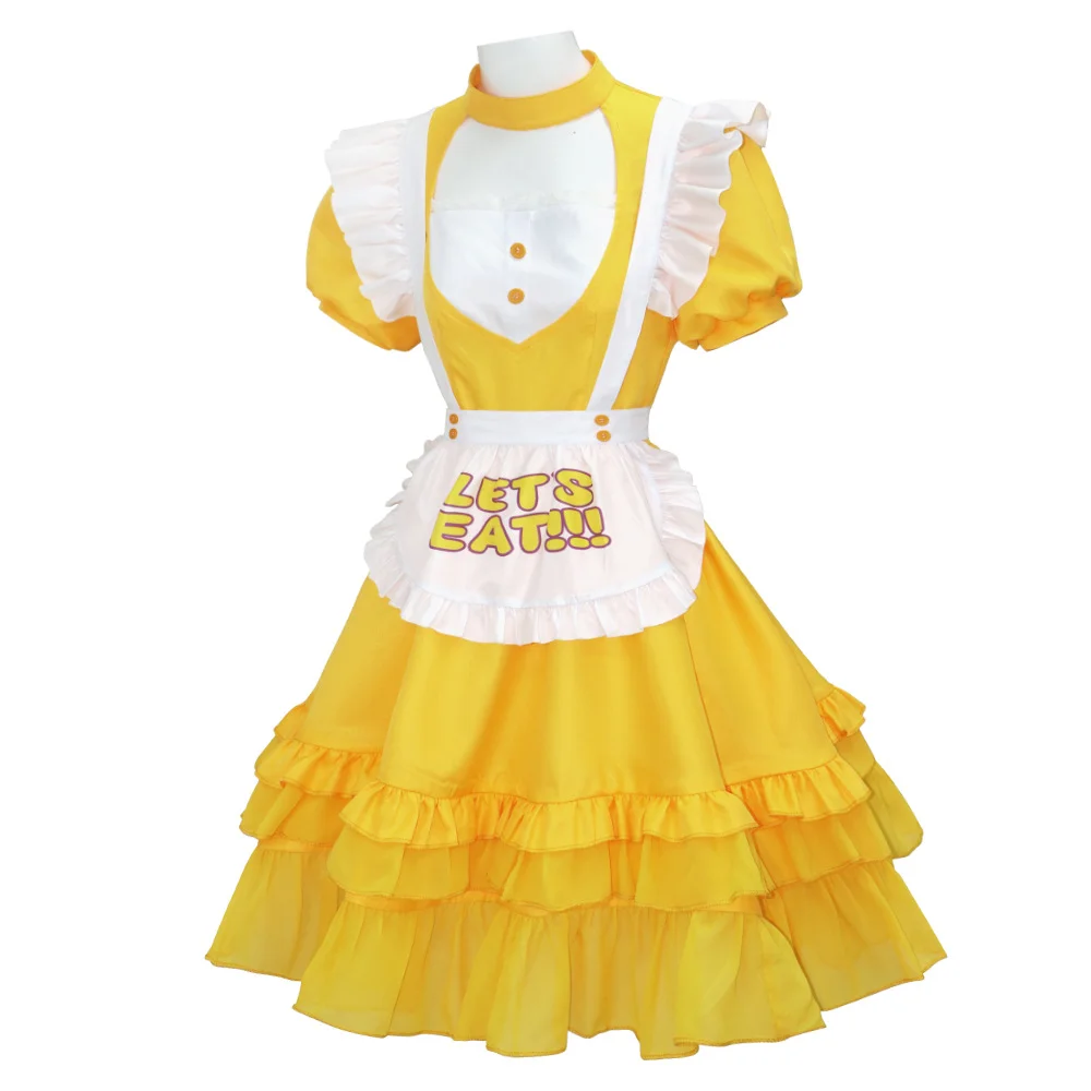Jeu FNAF Chica Cosplay Lolita Costume femme robe jaune avec tablier tenue de fête d'halloween