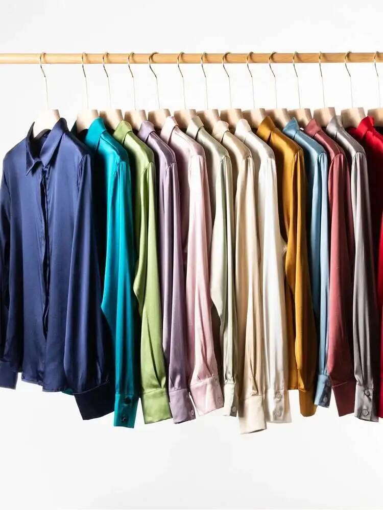 Real Inj-Chemises à manches longues pour femmes, col rabattu, droite, simple boutonnage, bureau, dame, 93%