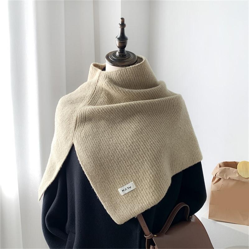 Châle en fausse laine pour l'extérieur, écharpe tricotée à col roulé, Ponchos Capelet X4YC