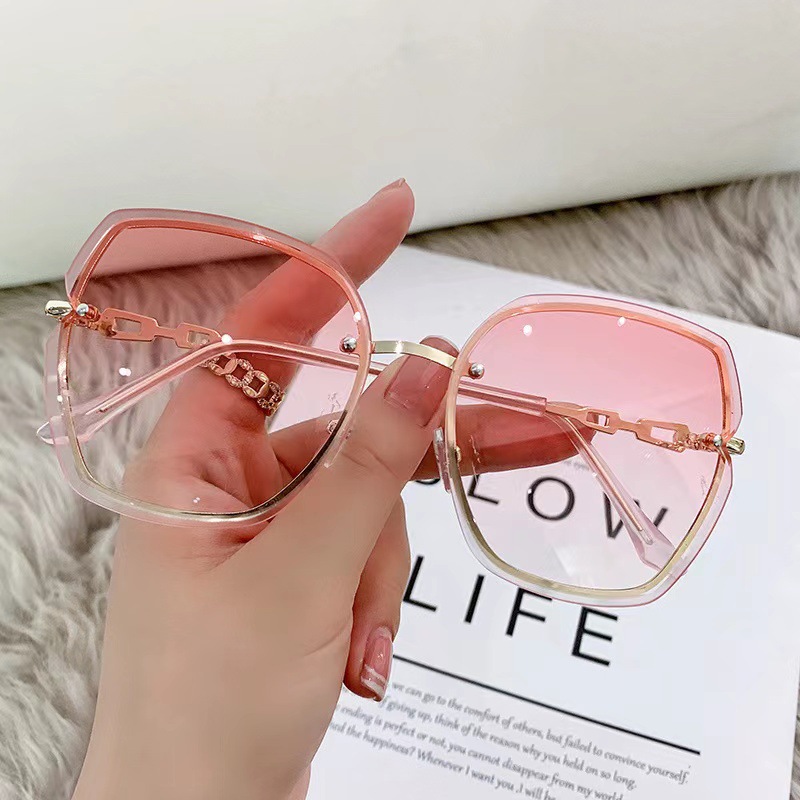 Lunettes De soleil carrées sans bords pour femmes, lunettes De soleil De styliste De marque, nuances Vintage, roses, Gafas De Sol