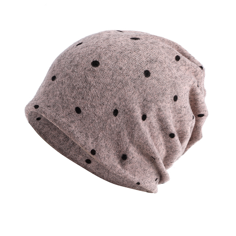 Nouveau Turban Femme à Motif Pois, Bonnet Femme, Cache-tête, Casquette Ample Coupe-Vent, Masque Décontracté d'Extérieur Anti-froid