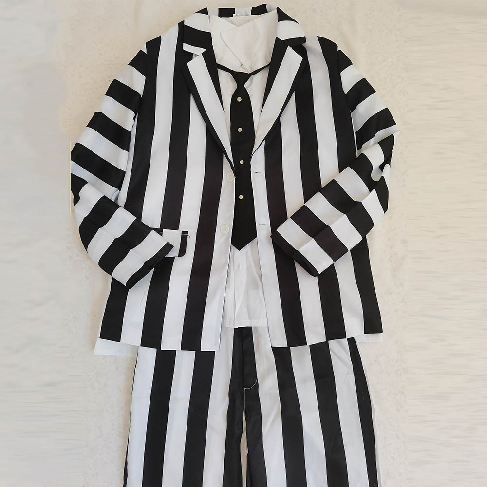 Costume de Cosplay Beetlejuicee, Costume rayé noir et blanc, tenues de carnaval d'halloween, Costume coléoptère de grande taille, Costume gothique