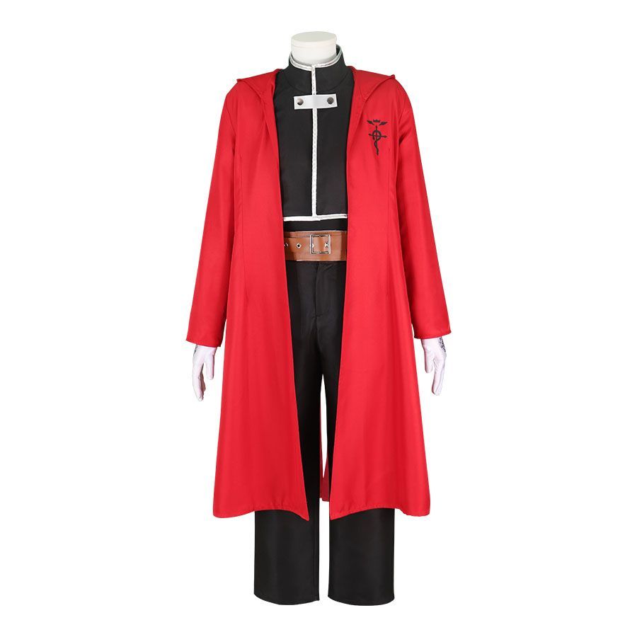 Costumes de Cosplay Anime Fullmetal Alchemist Edward Elric pour hommes, cape rouge, gilet, T-Shirt, pantalon, gants, tenues pour Halloween, costume de carnaval