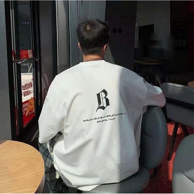 【M-8XL】 T-shirt surdimensionné pour hommes avec imprimé de lettres gothiques, streetwear décontracté, hauts à manches courtes