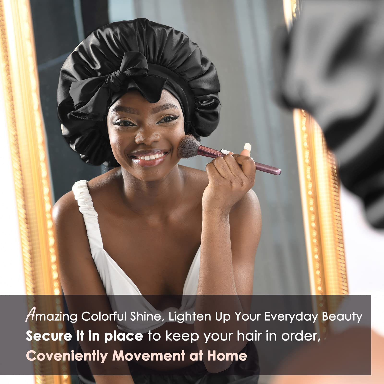 Nouveau Bonnet de Nuit en Coton Noir pour Femmes – Bandeau de Nuit Tendance pour Soin des Cheveux