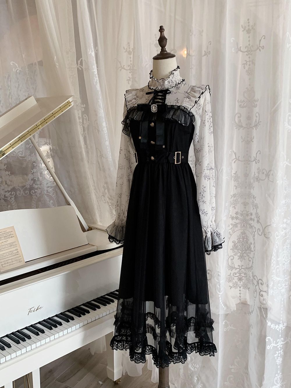 Robe Vintage Élégante à Manches Longues pour Femme, Robe de Soirée Rétro Française, Robes Patchwork Douces, Nouvelle Collection, Tenue Ajustée Tendance, Été 2026