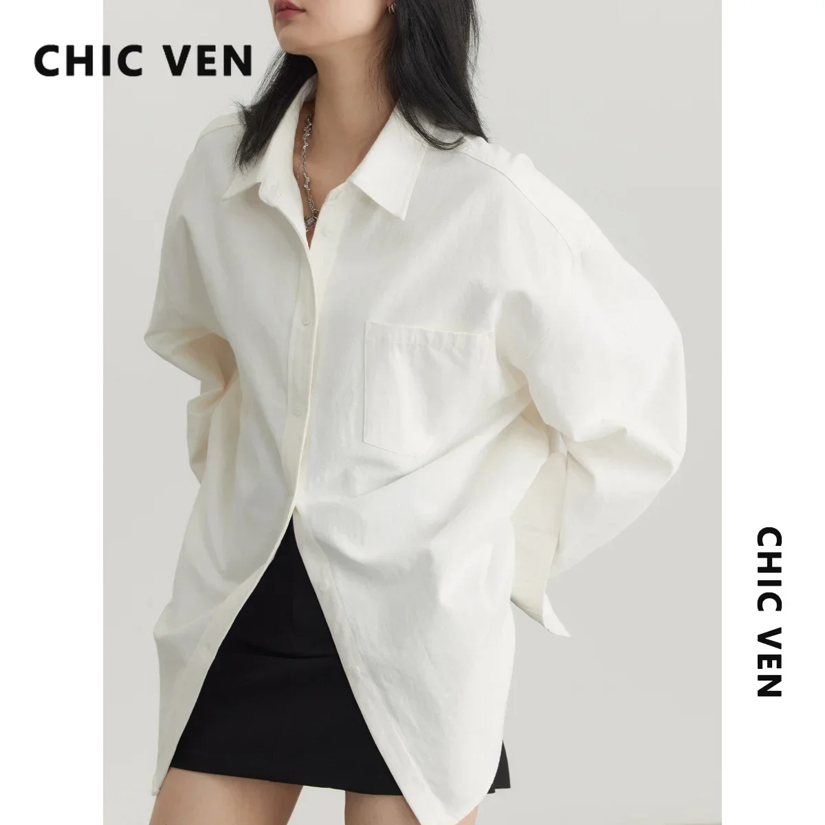 CHIC VEN Chemises pour femmes, décontractées, simples, amples, à manches longues, chemisiers tendance pour femmes, vêtements de bureau pour dames, vêtements de printemps et d'automne 2026