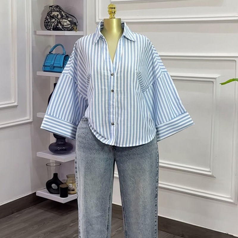 Chemisier Femme Chic en Lin Mélangé à Manches Larges – Style Vintage pour l'Automne