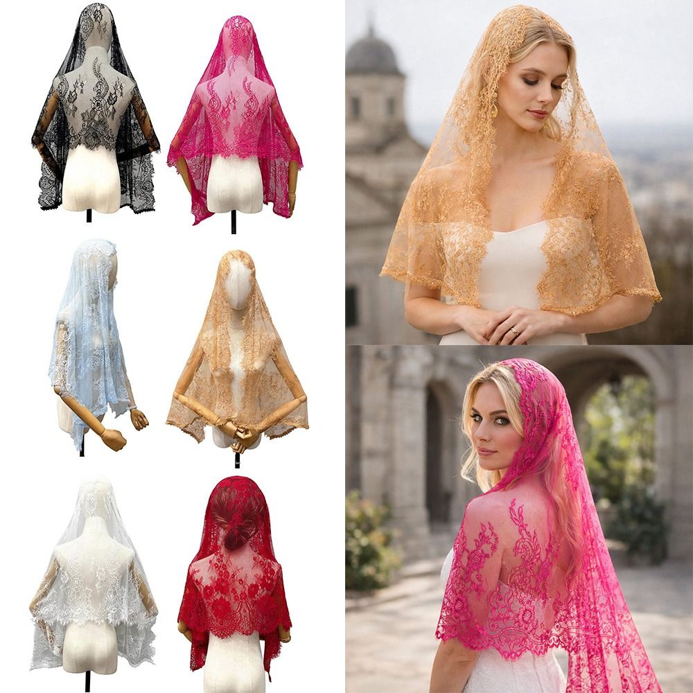 Nouveau Voile de Mariée Vintage Mandira en Dentelle Respirant avec Fleur et Bordure Florale pour Femme