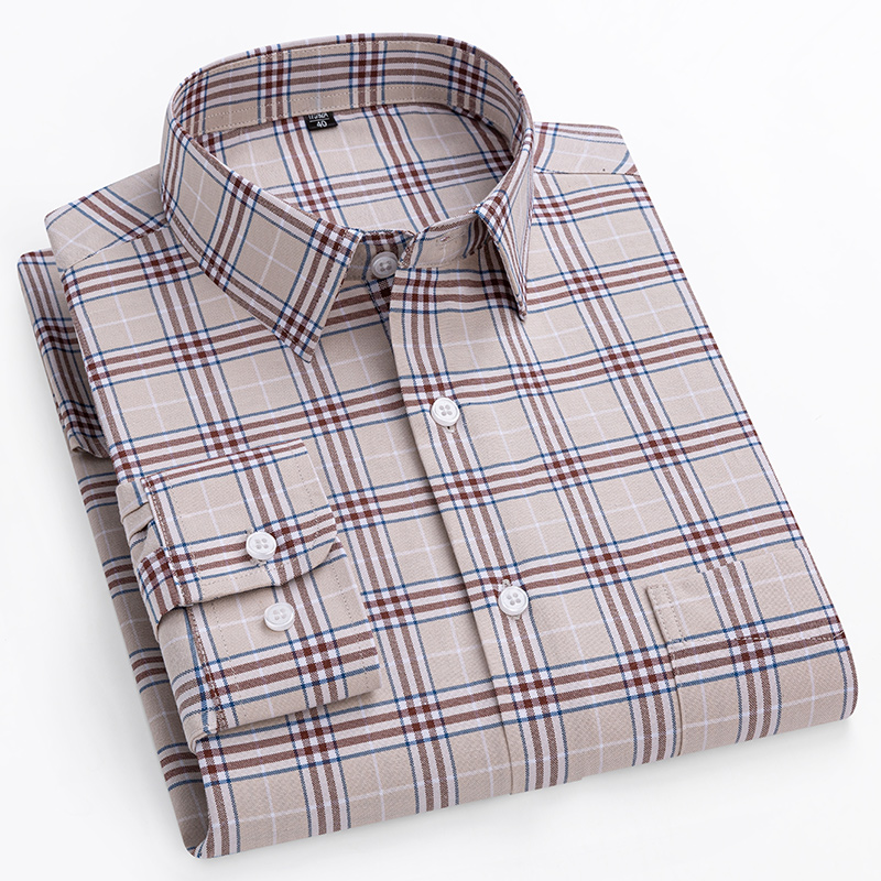 Nouveauté : Chemise grande taille 14XL 100% coton à manches longues pour hommes, coupe ajustée, chemise formelle unie, tissu doux à carreaux et rayures pour affaires.