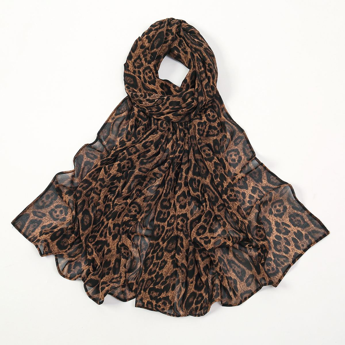 Nouveau mousseline de soie imprimé léopard Hijab écharpe femme musulman Hijab châles islamique musulman mode Turban Ramadan foulard 180*74 cm