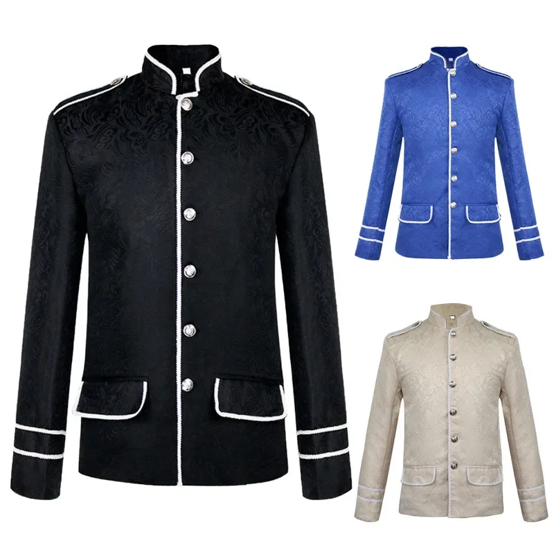 Costume de la Renaissance médiévale pour hommes, manteau court à simple boutonnage, Blazer militaire gothique, uniforme victorien Steampunk, 2025