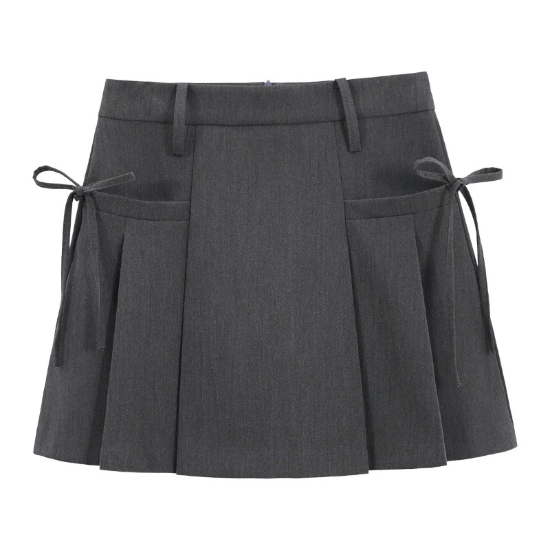Jupe plissée taille haute pour femme, style A-line, avec détail nœud papillon, mini-jupe d'été