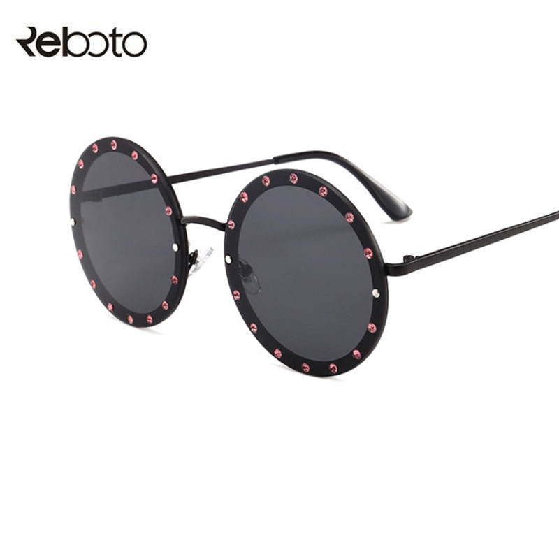 Vintage lunettes de soleil rondes femmes luxe strass métal lunettes de soleil dames classique rose rouge rétro clair nuances lunettes hommes UV400