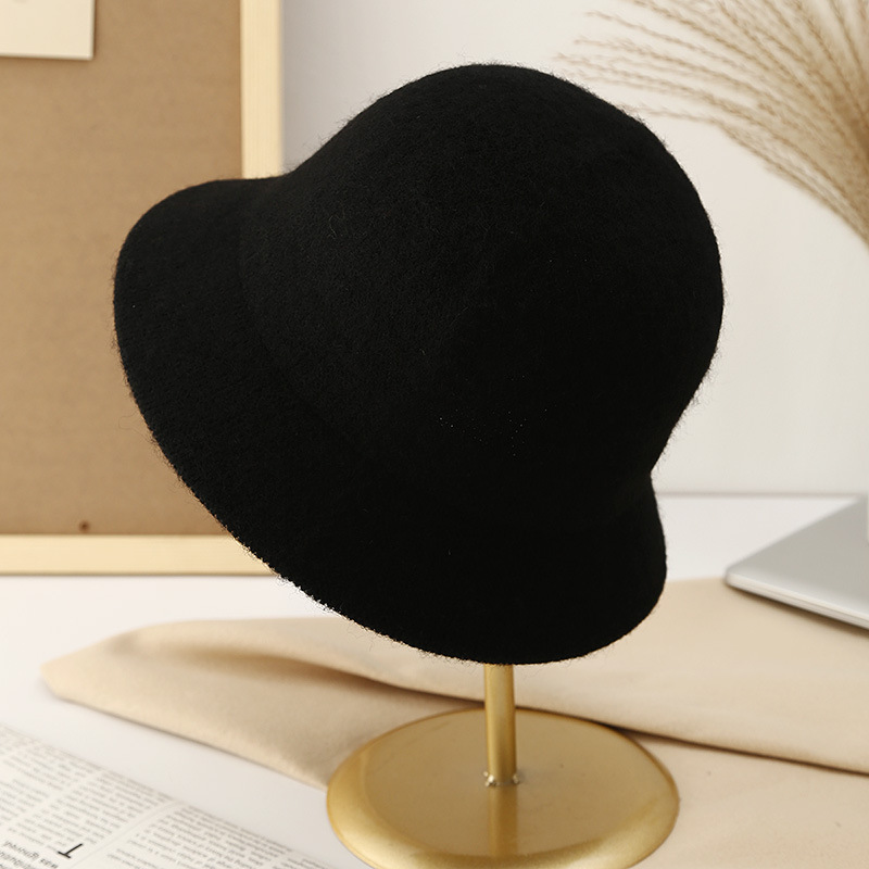 Chapeaux seau chauds en laine pour femmes, casquettes d'hiver solides pour garder au chaud, casquette de pêcheur rétro de haute qualité