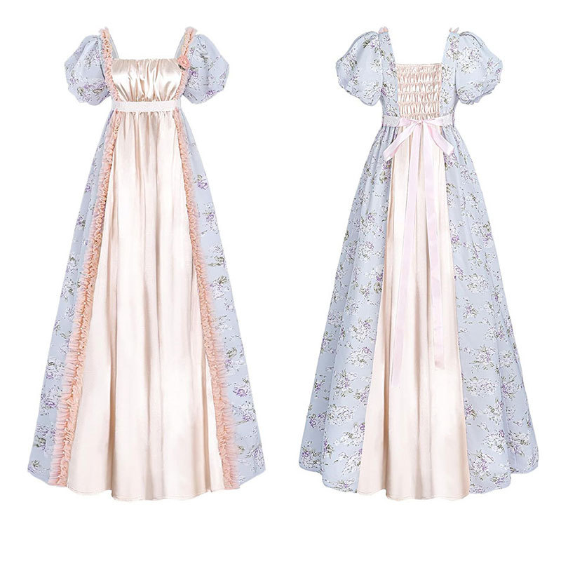 Robe de bal élégante de style médiéval victorien pour femme, taille haute, pour fête du thé, spectacle sur scène, costume d'Halloween ou de carnaval