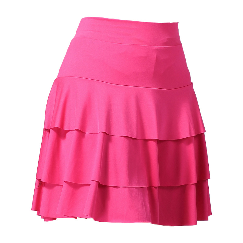 Jupe de danse latine grande taille pour femme adulte, jupe mi-longue à trois couches superposées, pour la danse carrée, le cha-cha et la danse sociale moderne