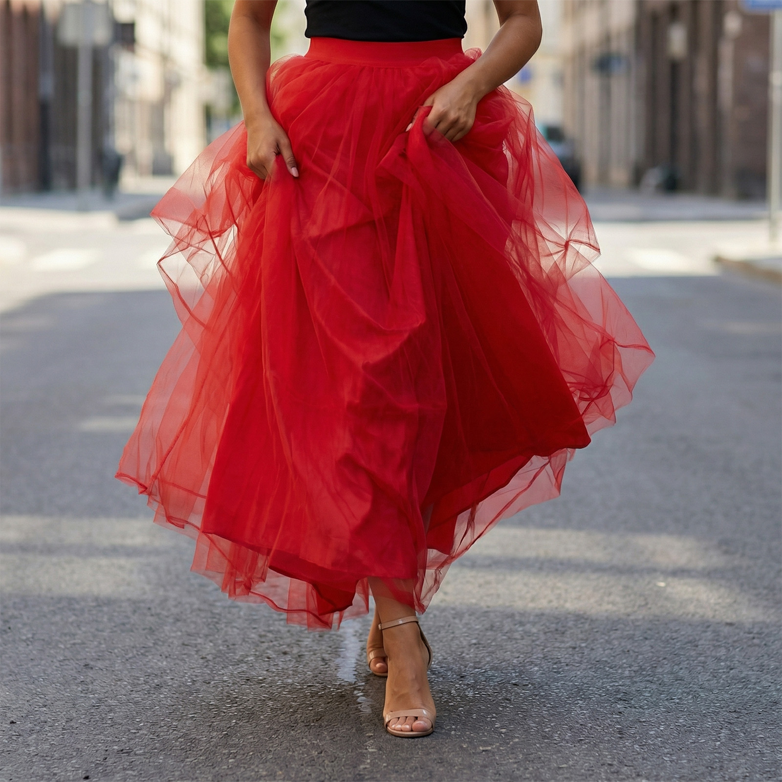 Jupe longue tutu pour femme, fendue sur le devant, en tulle superposé, bouffante, longueur ras du sol, pour mariage, soirée, club, vêtements de soirée, robes de soirée