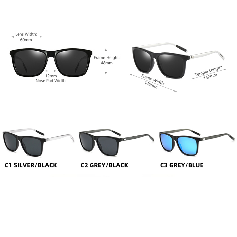 Lunettes de soleil polarisées carrées classiques pour hommes, lunettes de soleil en métal de haute qualité, mode masculine, extérieur, anti-absorbe ouissement, nuances de conduite